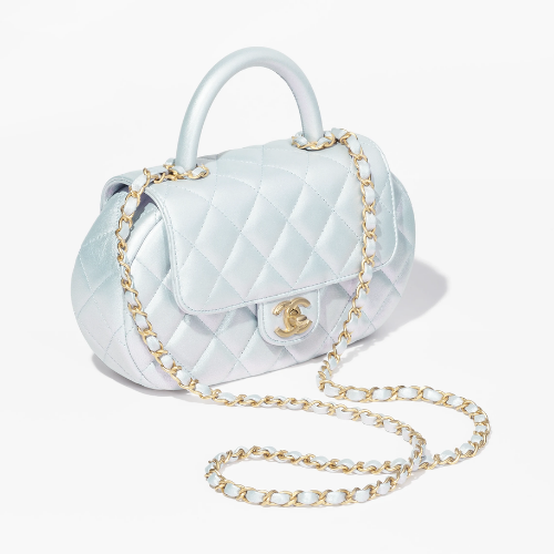 Light blue pearl sheepskin handbag