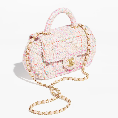 Multicolor tweed handbag with handle